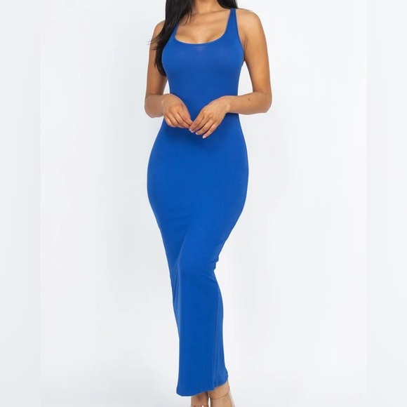 Royal Blue Scoop Neck Bodycon Maxi Dress 💙 - Picture 4 of 8